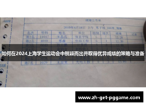 如何在2024上海学生运动会中脱颖而出并取得优异成绩的策略与准备